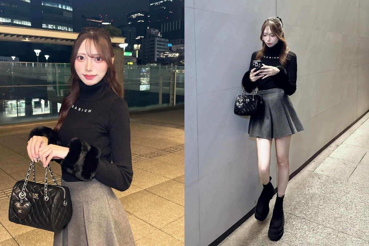 ダーリッチ darich スムースファーリブニットトップス ブラック BLK