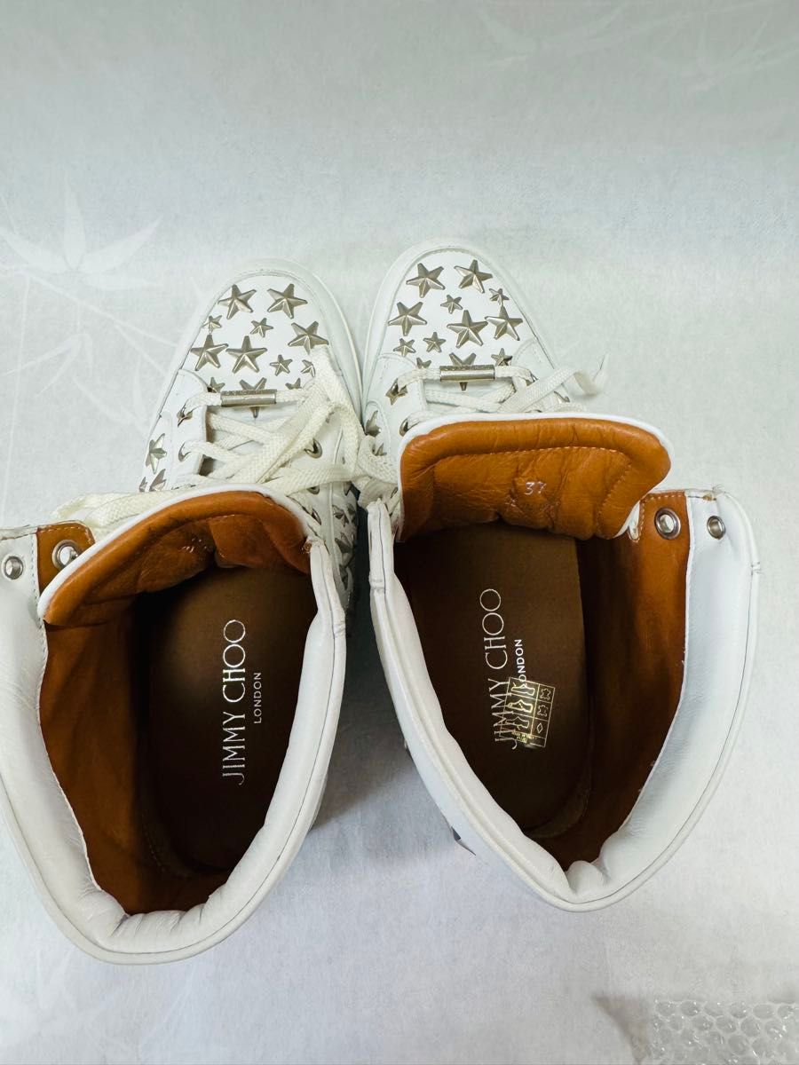 JIMMY CHOO スタースタッズ スニーカー 24 ハイカット ホワイト｜Yahoo