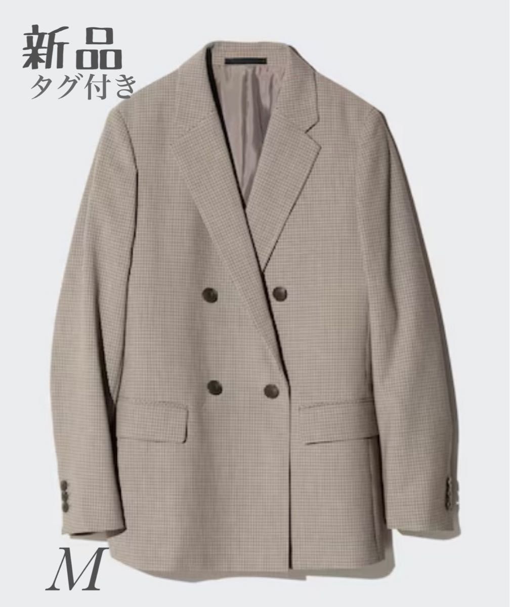 UNIQLO ユニクロ ダブルジャケット ブラウン M チェック ジャケット