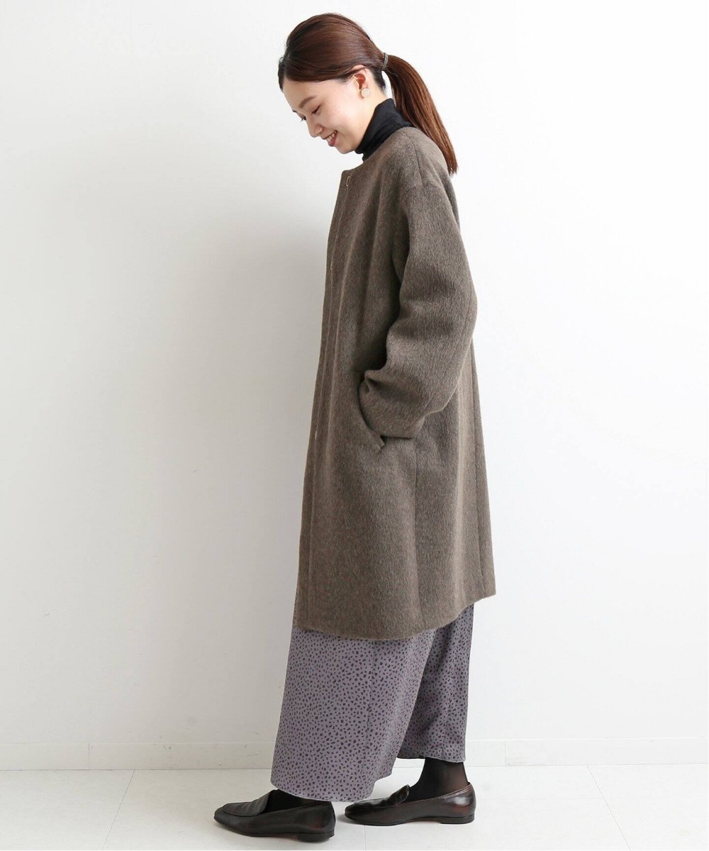 新品 20AW 完売 IENA イエナ ラムウールノーカラーコート グレー 36
