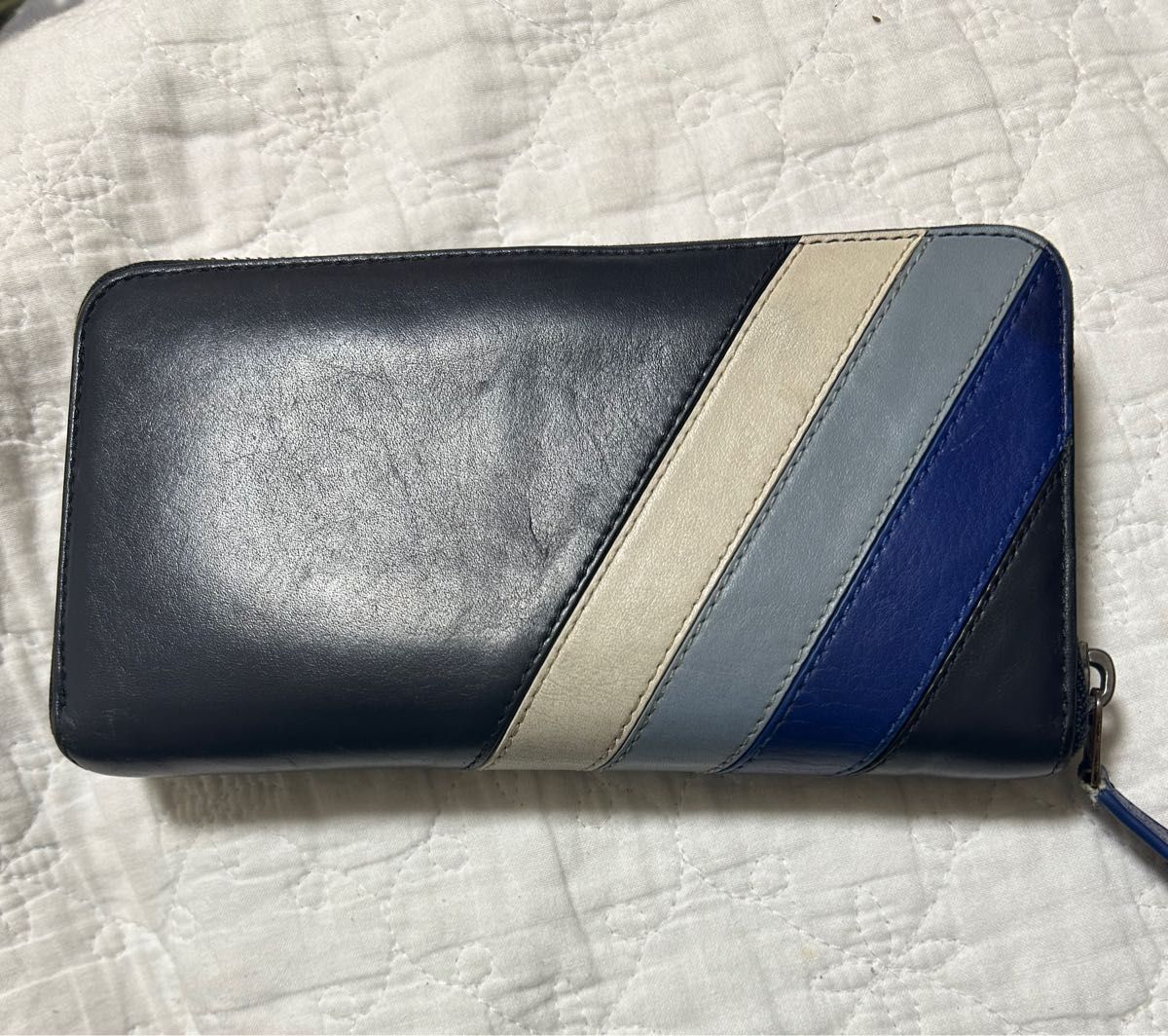 COACH コーチ 長財布 ラウンドファスナー ストライプ ネイビー｜Yahoo
