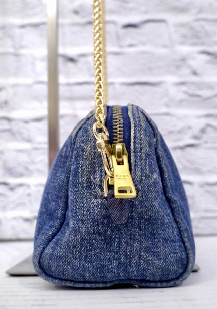 美品 PRADA プラダ CANAPA カナパ デニム クロスボディ ショルダー