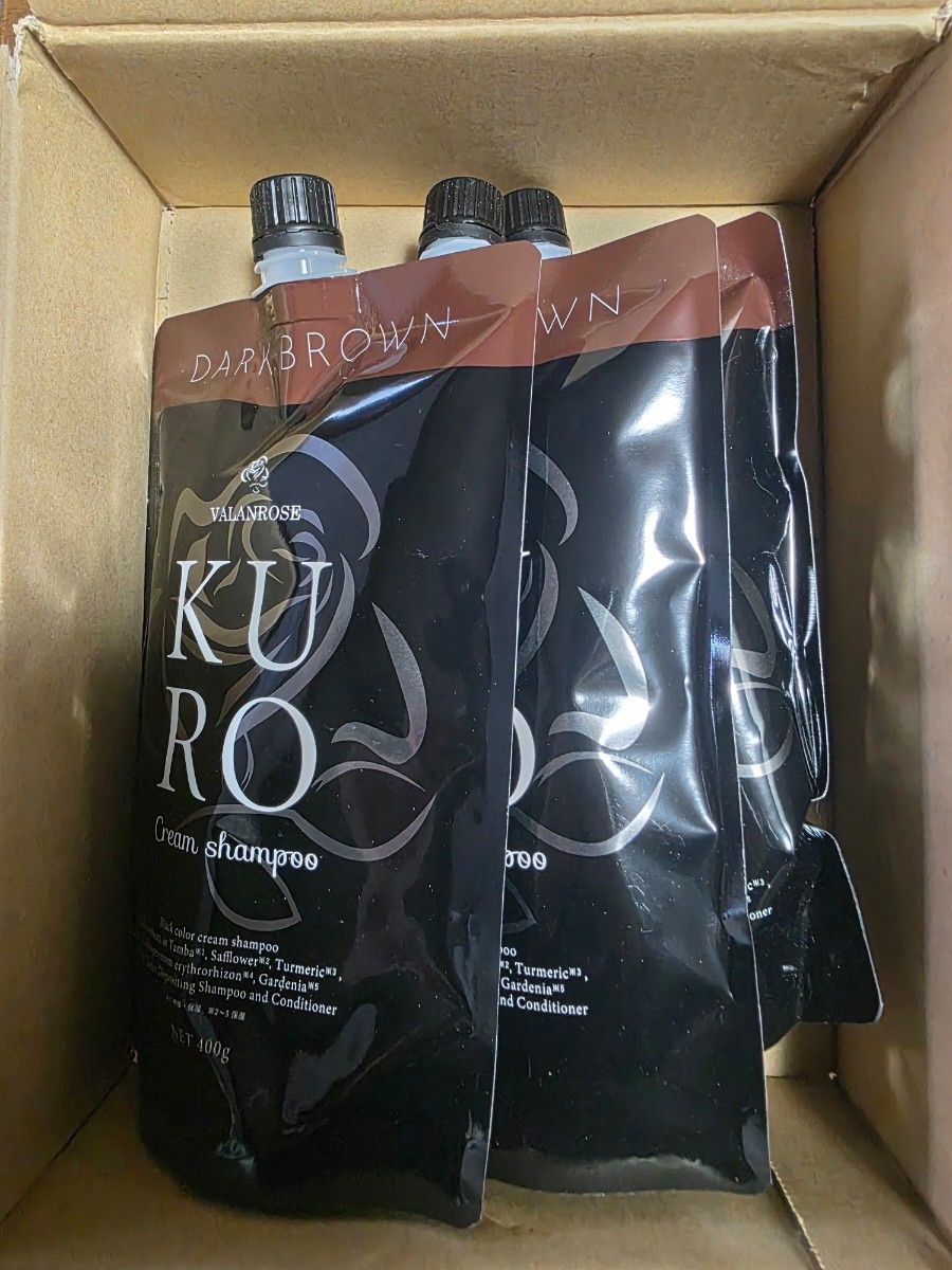VALANROSE KUROクリームシャンプー ダークブラウン 400g 3個セット