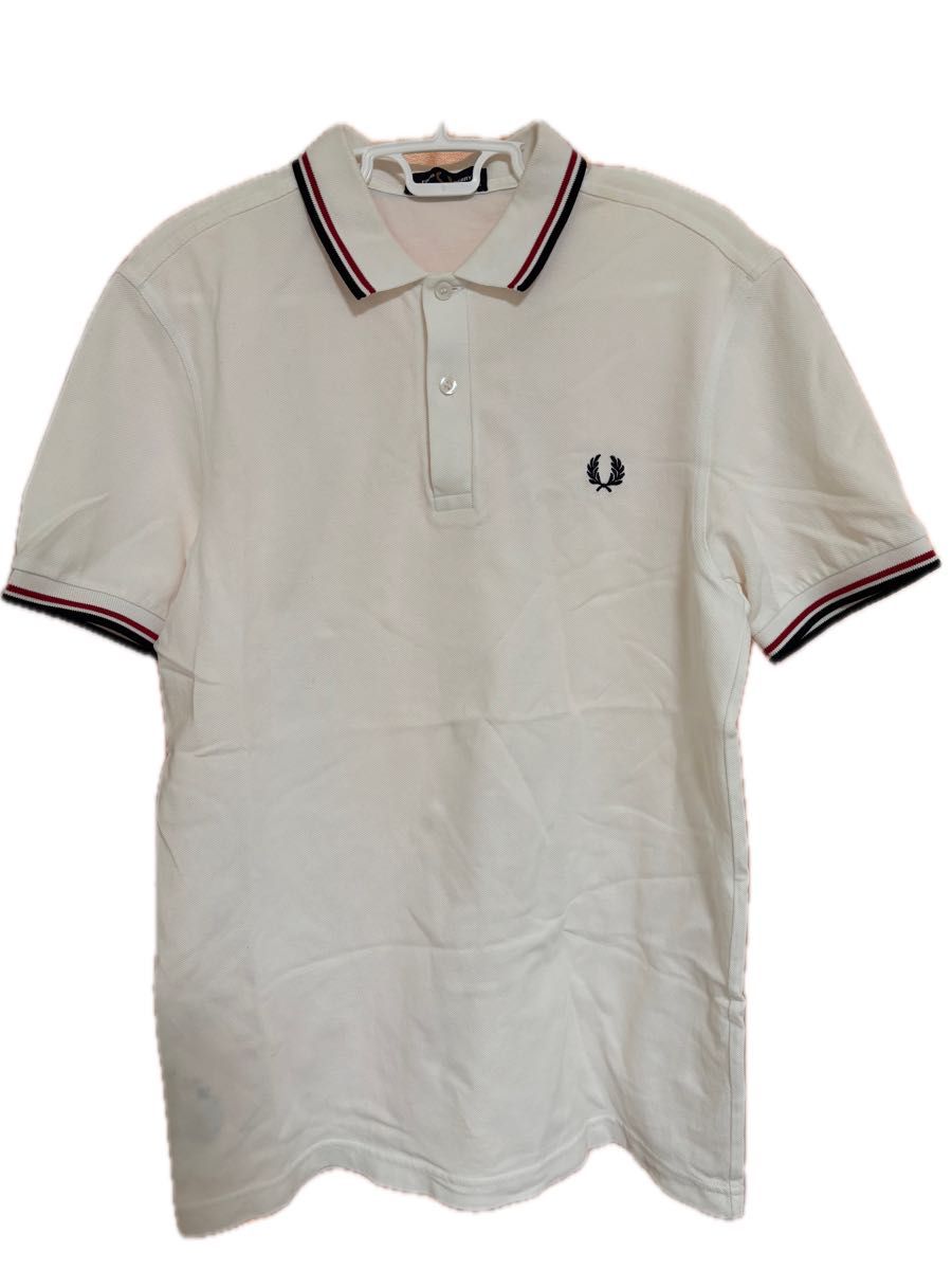 FRED PERRY フレッドペリー ポロシャツ ホワイト M 月桂樹ロゴ