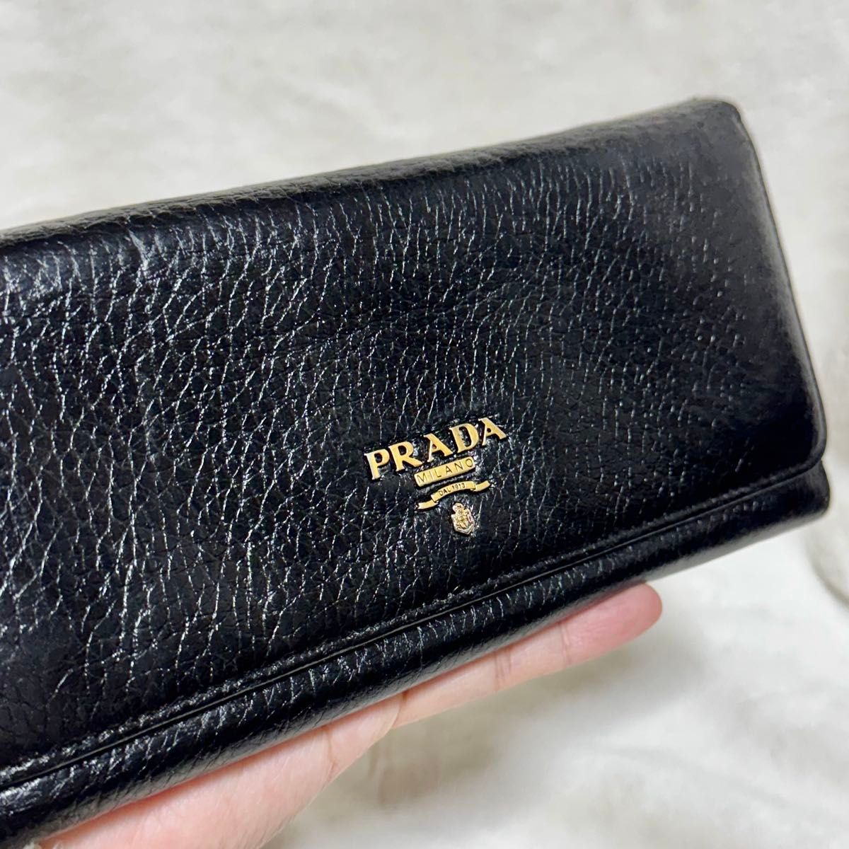 正規品 PRADA プラダ 長財布 ゴールド金具 シボレザー｜Yahoo!フリマ