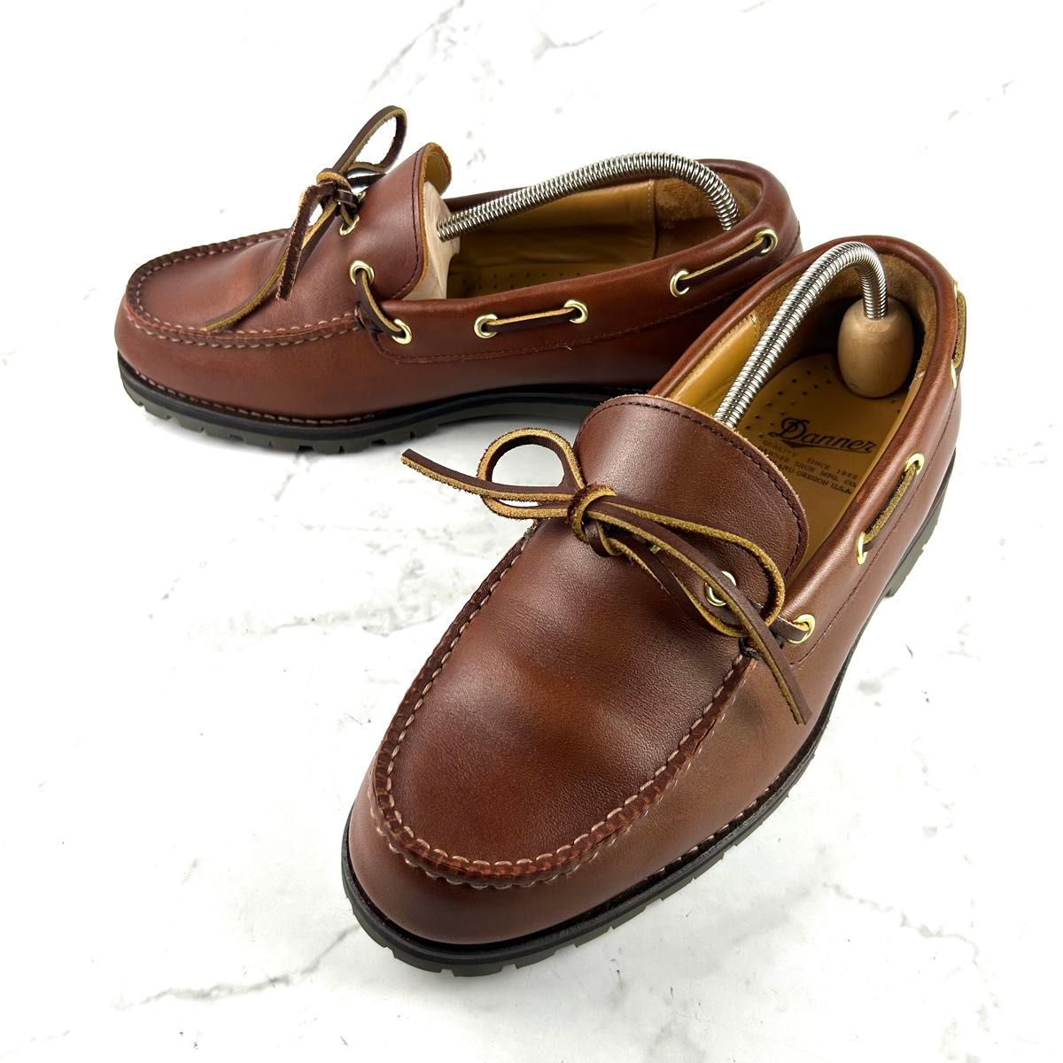 極美品 DANNER 1-EYELET RUGGED D6903 茶 26 5 モカシン デッキ