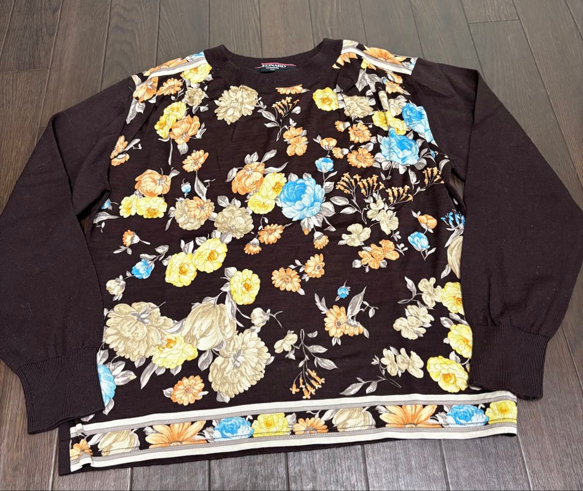 LEONARD レオナール 花柄 カットソー 長袖 ブラウンLサイズ相当｜Yahoo