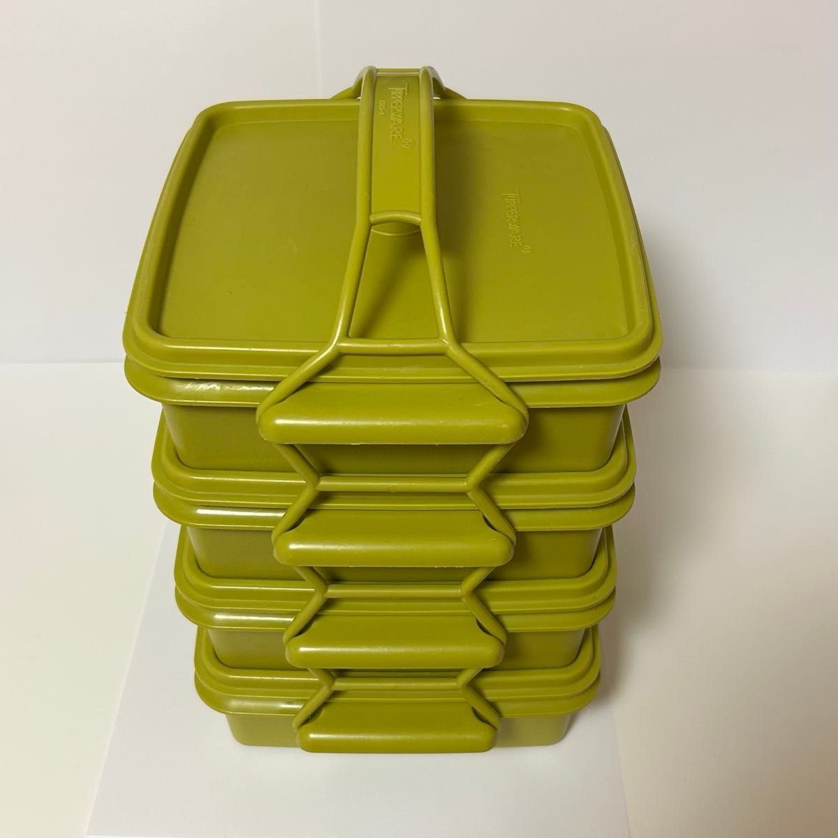 訳あり】タッパーウェア 保存容器 角形 4個セット TUPPERWARE 昭和