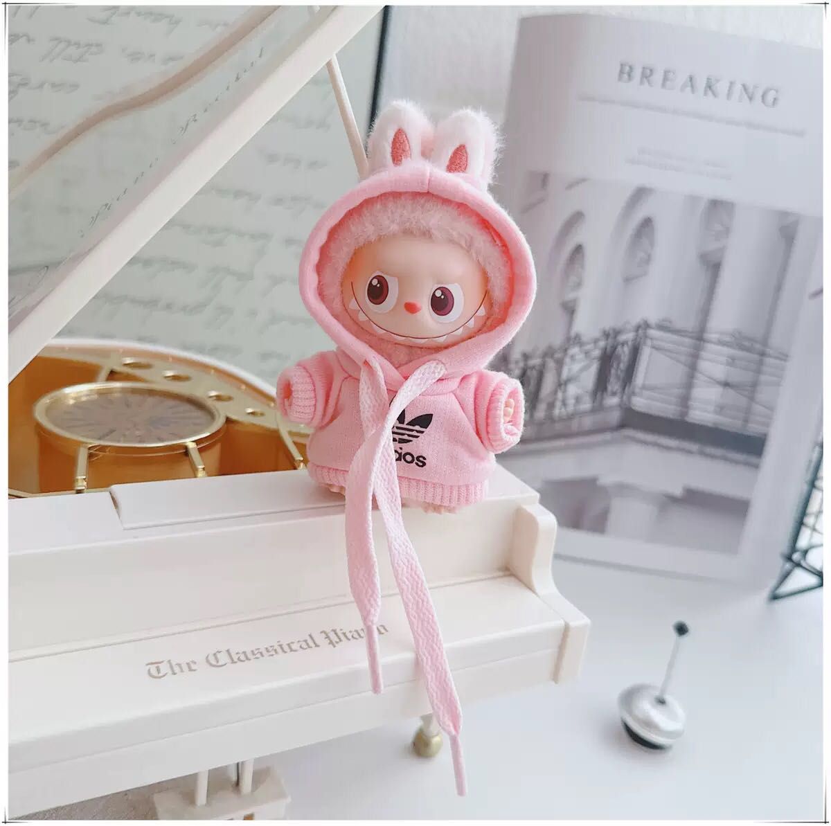 LABUBU pin for love イニシャル ラブブ ぬいぐるみ 10cm 着せ替え服
