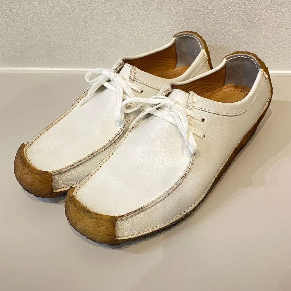 極美品】Clarks クラークス ナタリー レースアップ レザー 白 25 0