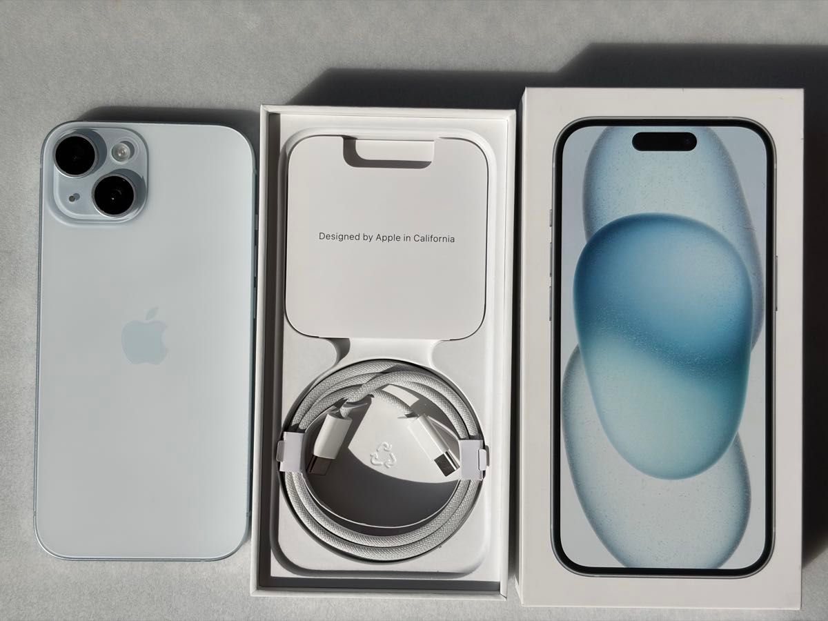 iPhone15 ブルー 128GB 残価無し SIMフリー 側面キズなし外装新品