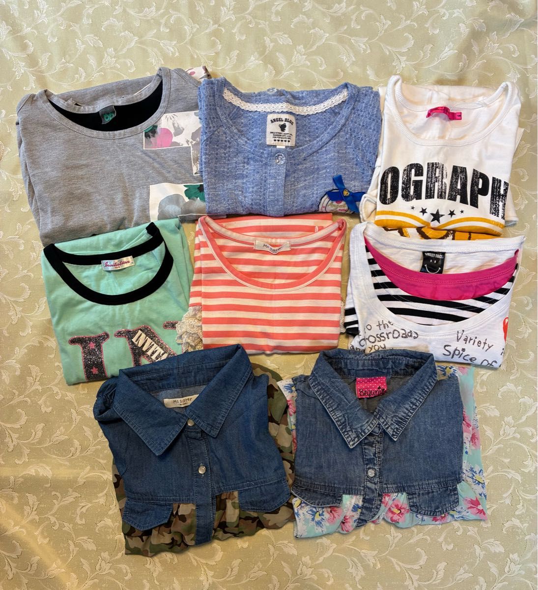 女の子夏服まとめ売り 8点セット Tシャツ デニムシャツ等 160サイズ