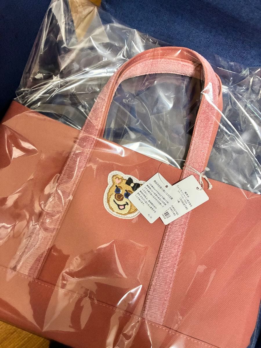 新品未使用オールドテディ ワッペントートバッグ ピンク 小 Lサイズ