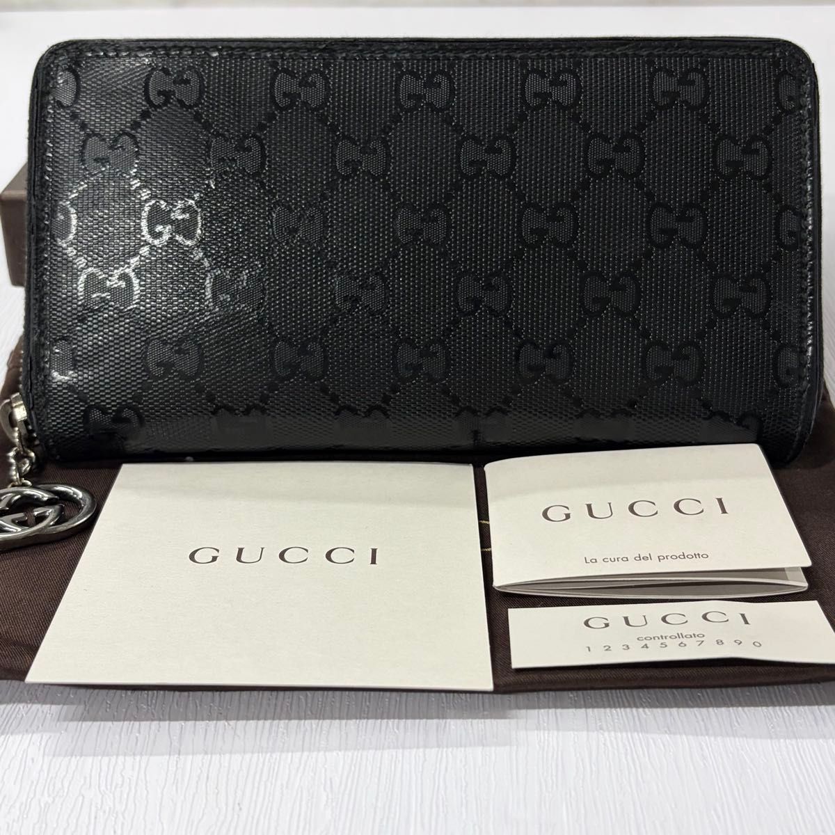 新品同様 グッチ GUCCI 財布 長財布 インプリメ ラウンドファスナー