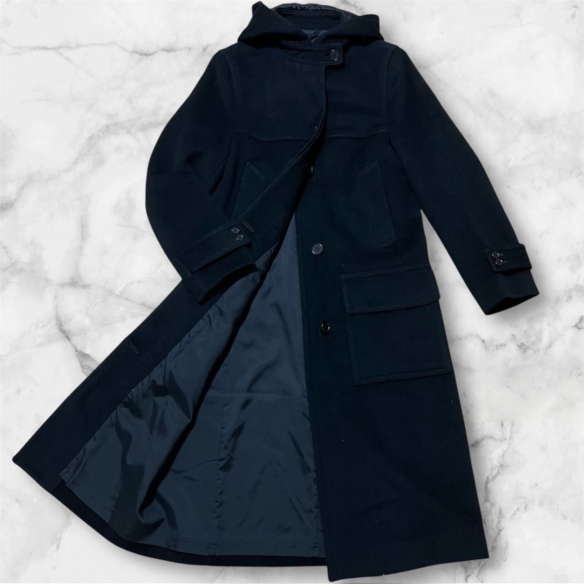 美品】theory セオリー コート フード付 ウール カシミヤ アンゴラ混