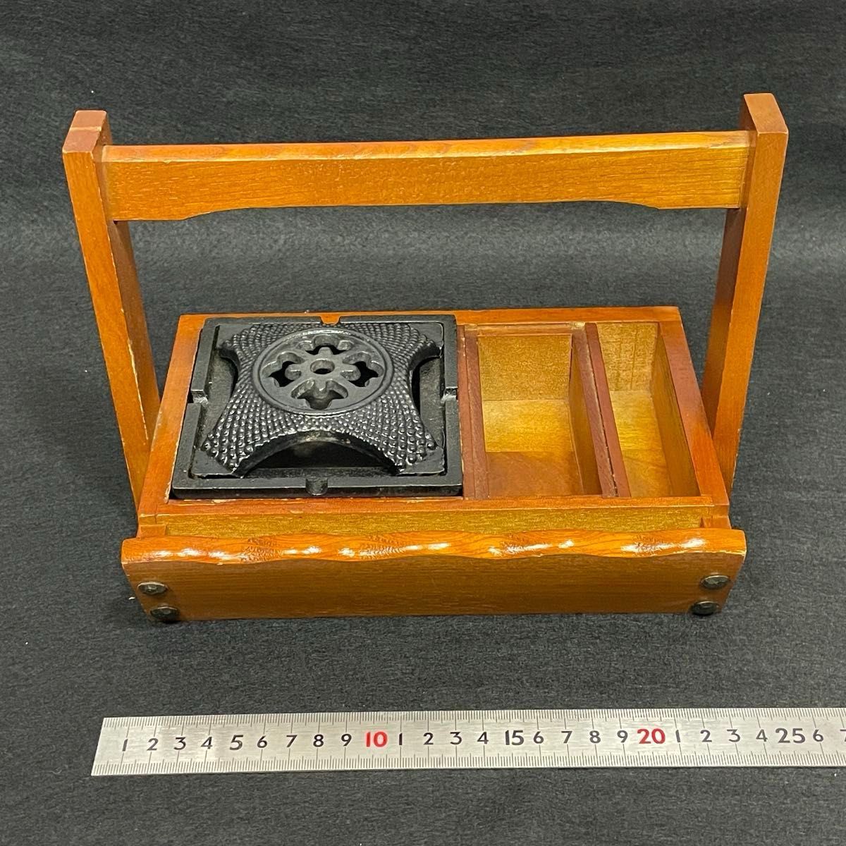 昭和レトロ 木製取手付き灰皿セット 煙草盆 和風 喫煙具 小物入れ