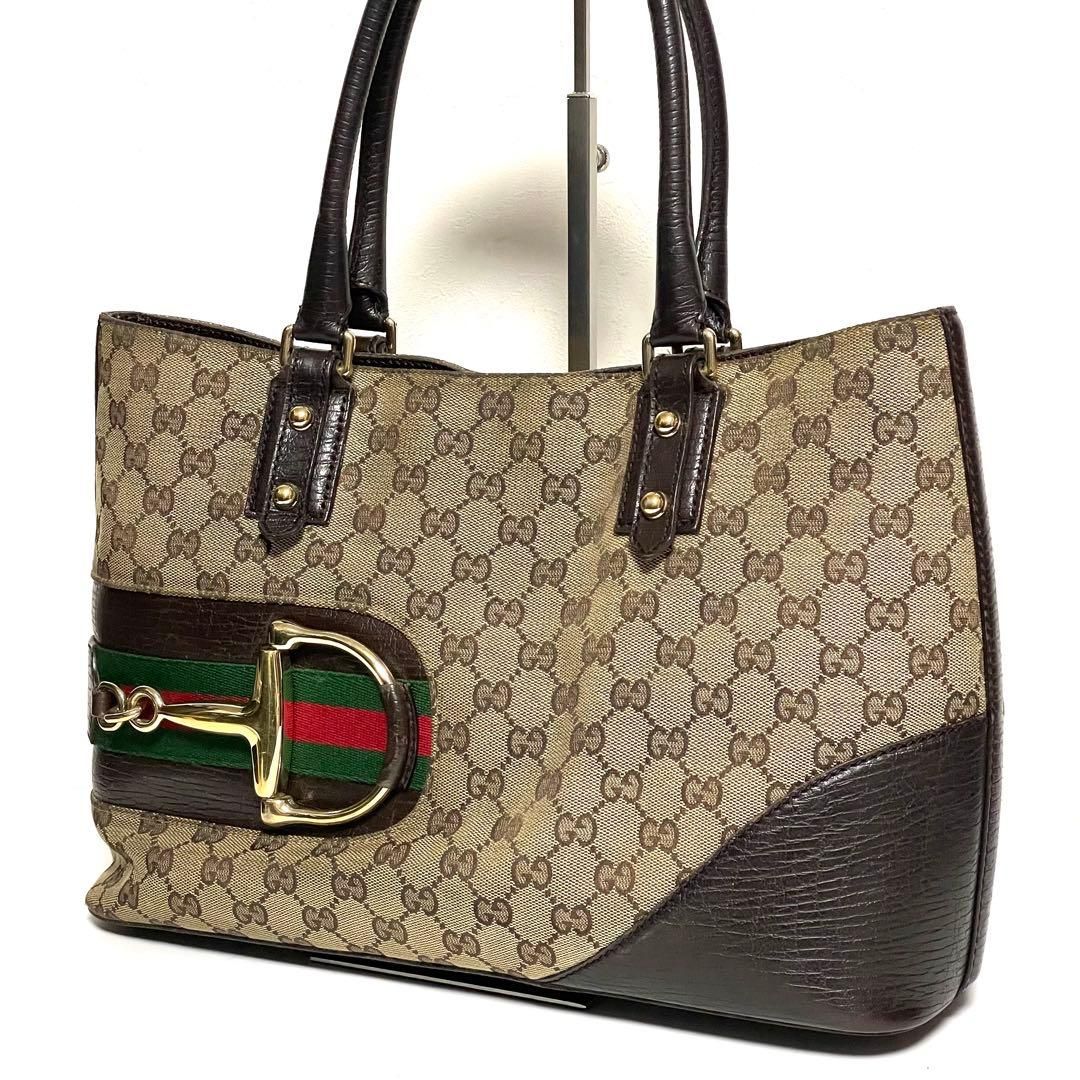 GUCCI トートバッグ GGキャンバス シェリーライン ホースビット A4収納