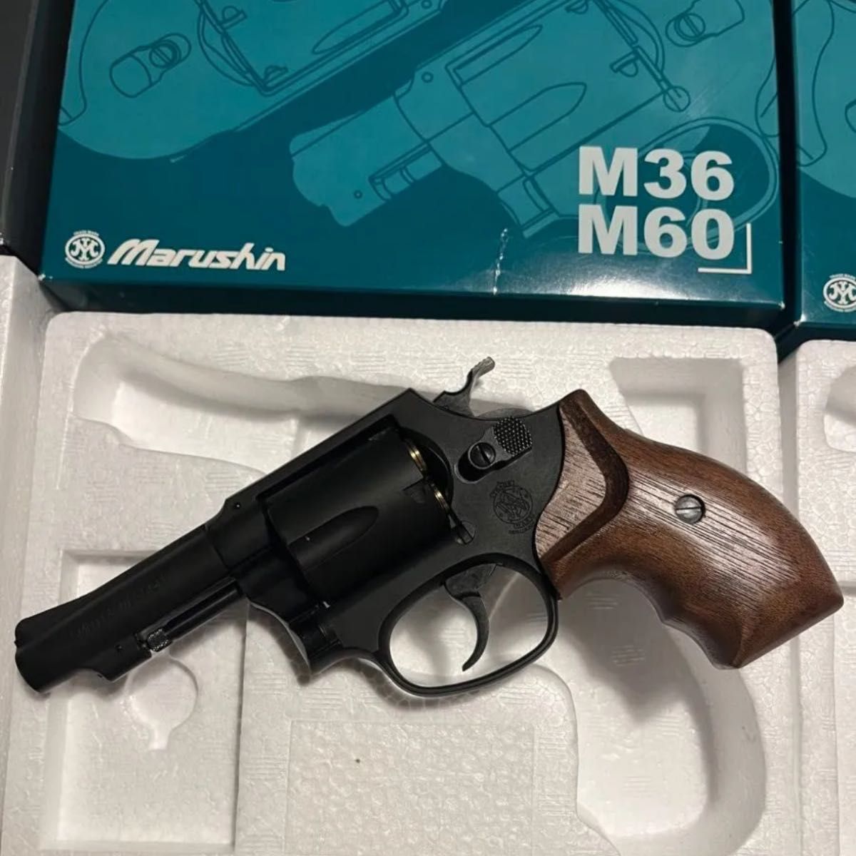 M36 3インチ ブラックHW フィンガーチャンネル付木製グリップ仕様