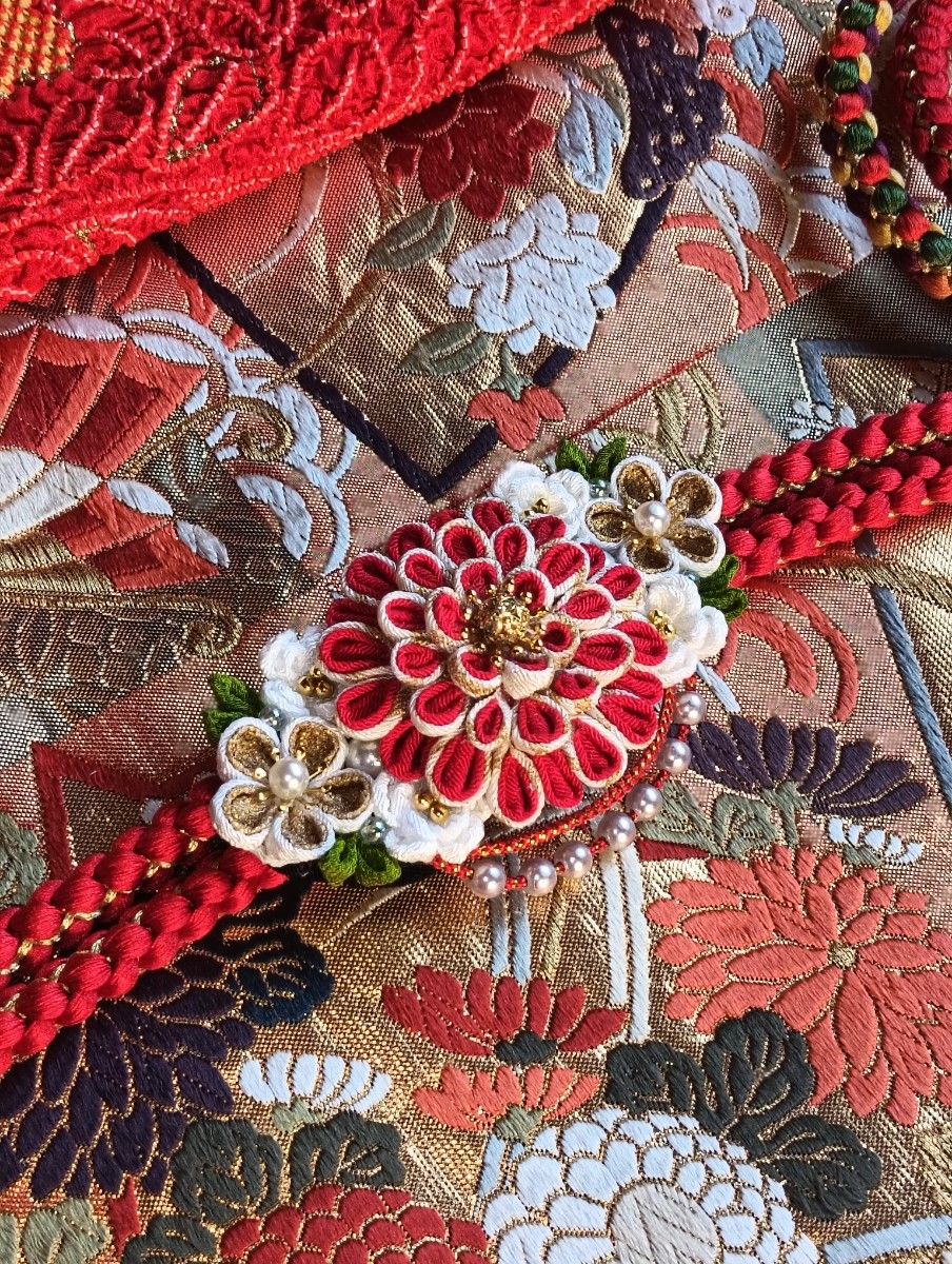 華やかグリーン古典柄 金駒刺繍 振袖フルセット 緑×金 美品 丈156 裄66