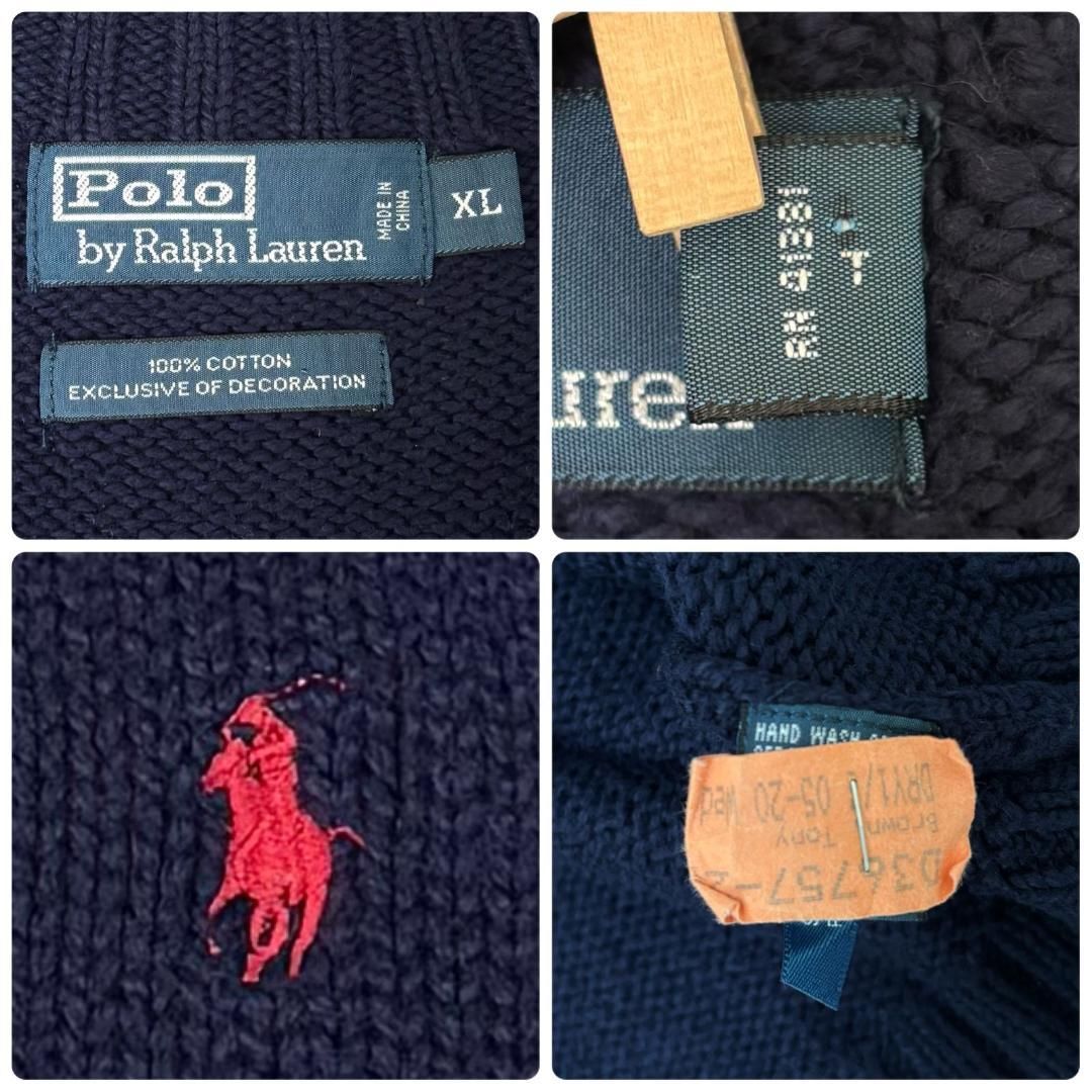 美品 ポロラルフローレン ハーフジップ コットンニット XL ネイビー