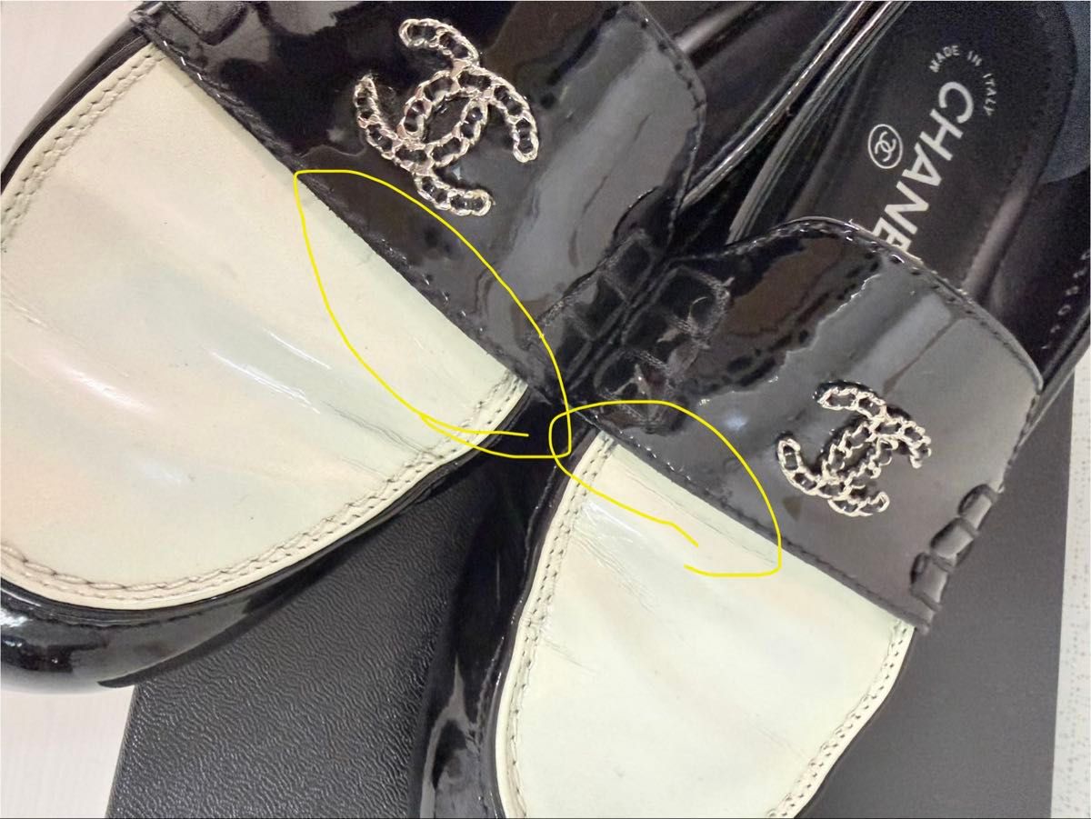 シャネル CHANEL ローファー パテント 36 チェーン ココマーク