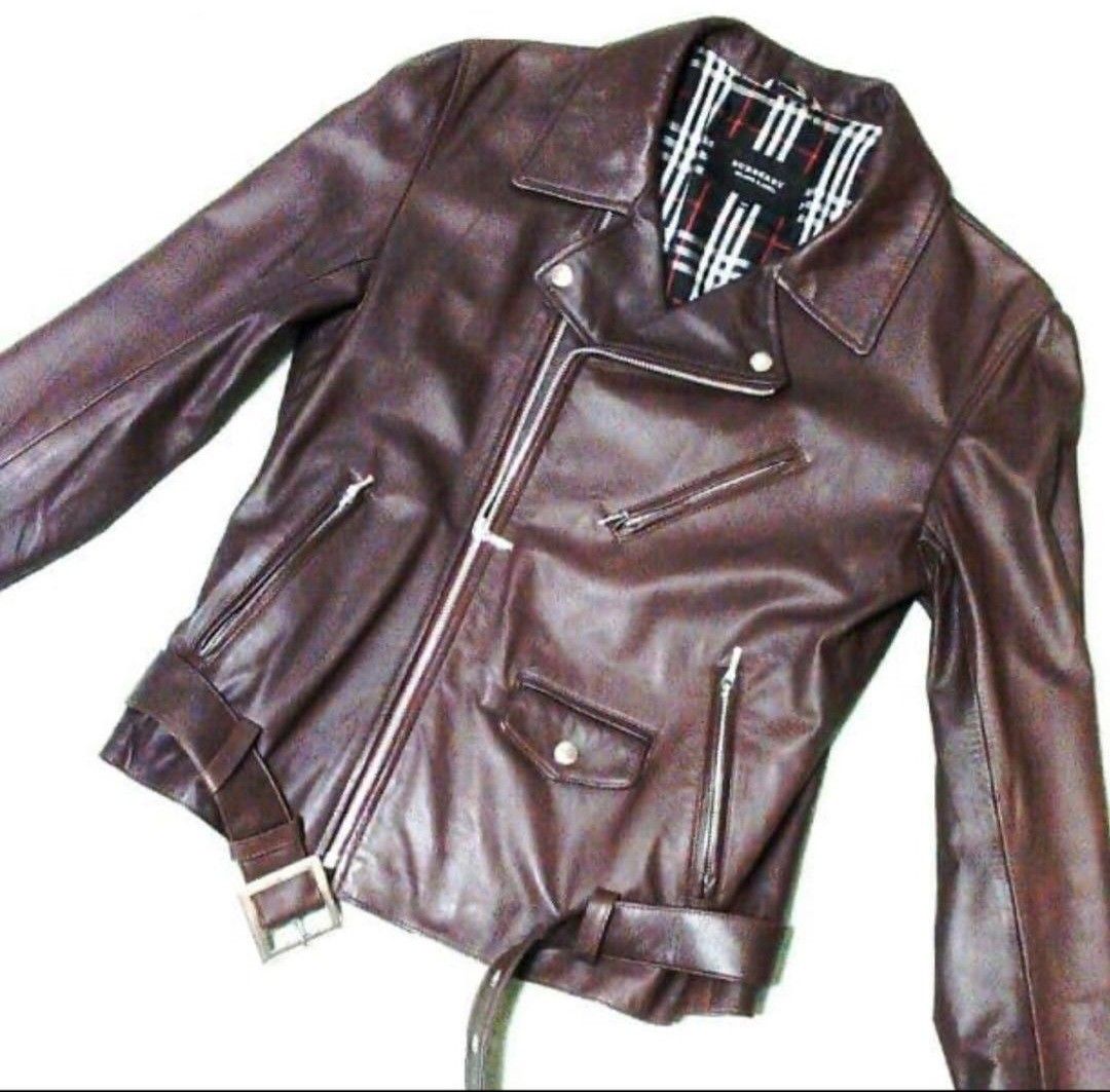 BURBERRY BLACK LABEL レザーダブルライダースジャケット (М)｜Yahoo