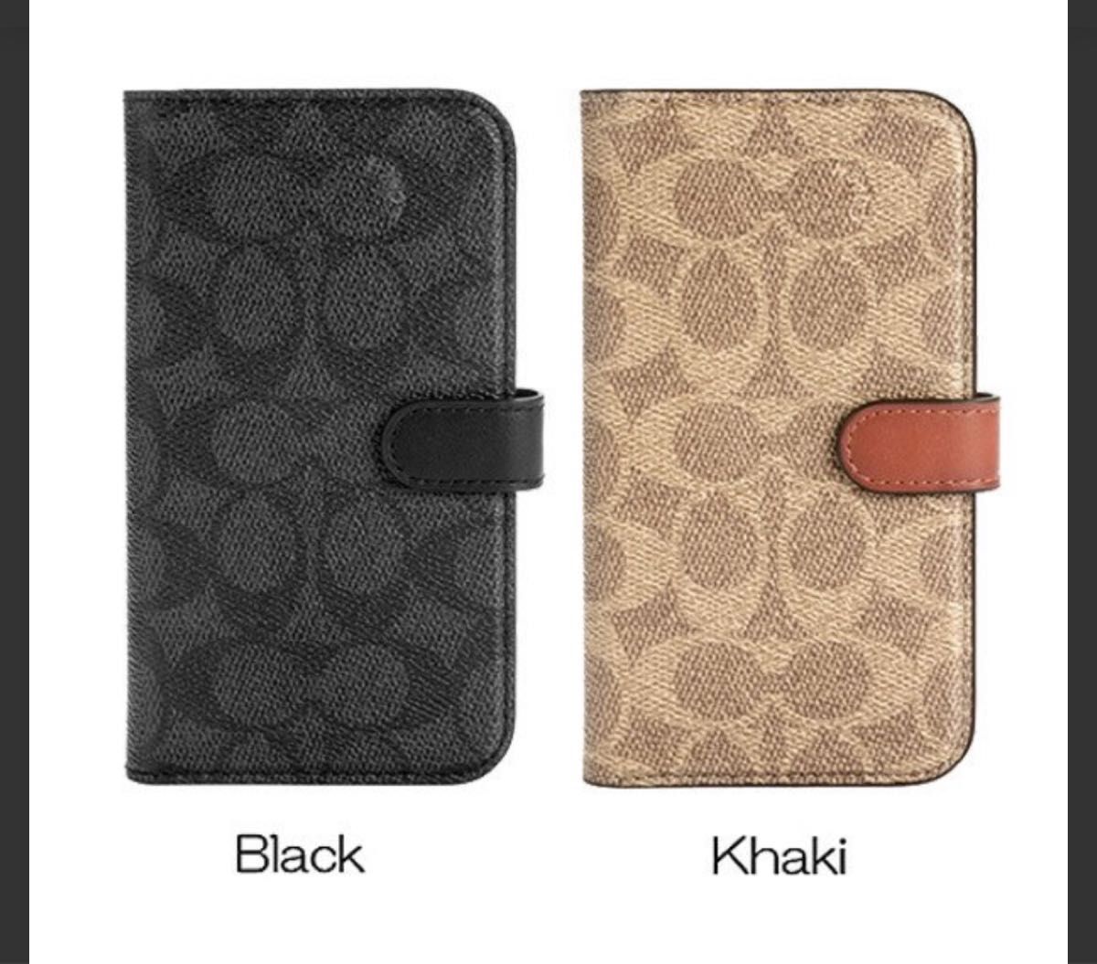 新品 COACH iPhone13 14 シグネチャー コーチ ブラック スマホケース