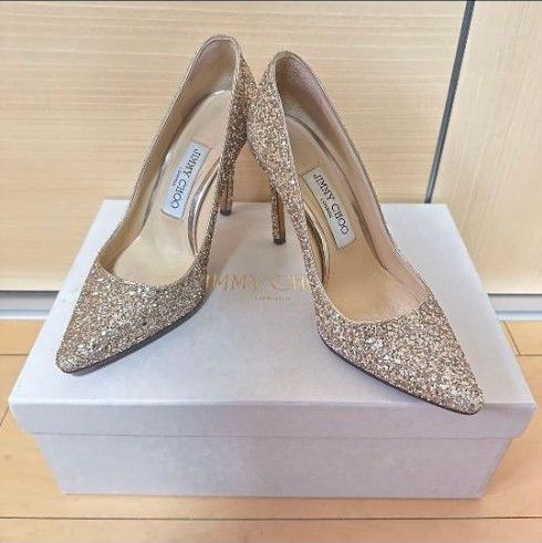 JIMMY CHOO ジミーチュウ ブライダルシューズ ゴールド グリッター