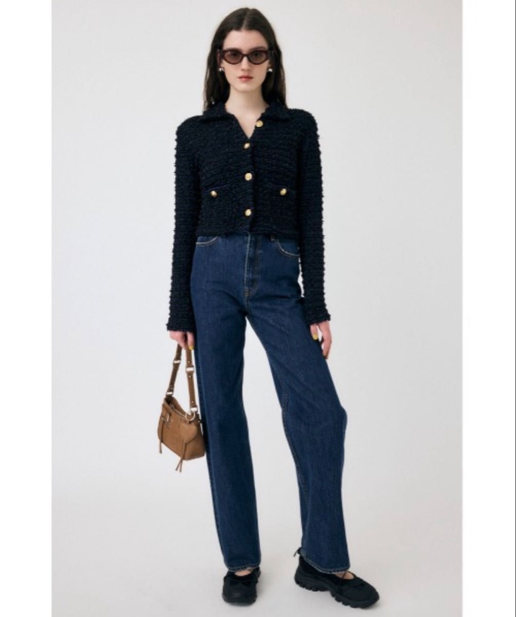 MOUSSY ツイード ジャケット カーディガン 黒 ネイビー｜Yahoo!フリマ