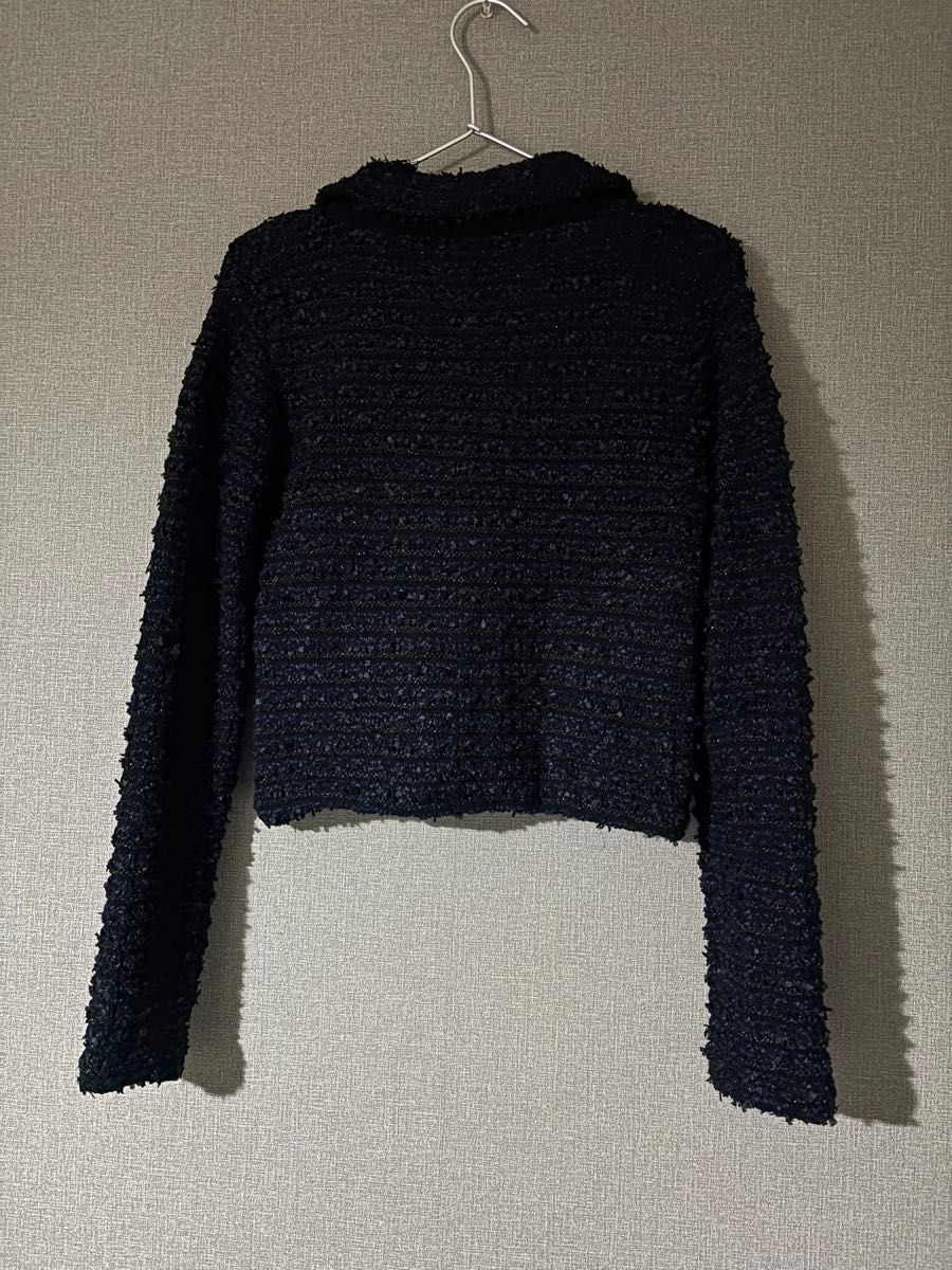 MOUSSY ツイード ジャケット カーディガン 黒 ネイビー｜Yahoo!フリマ