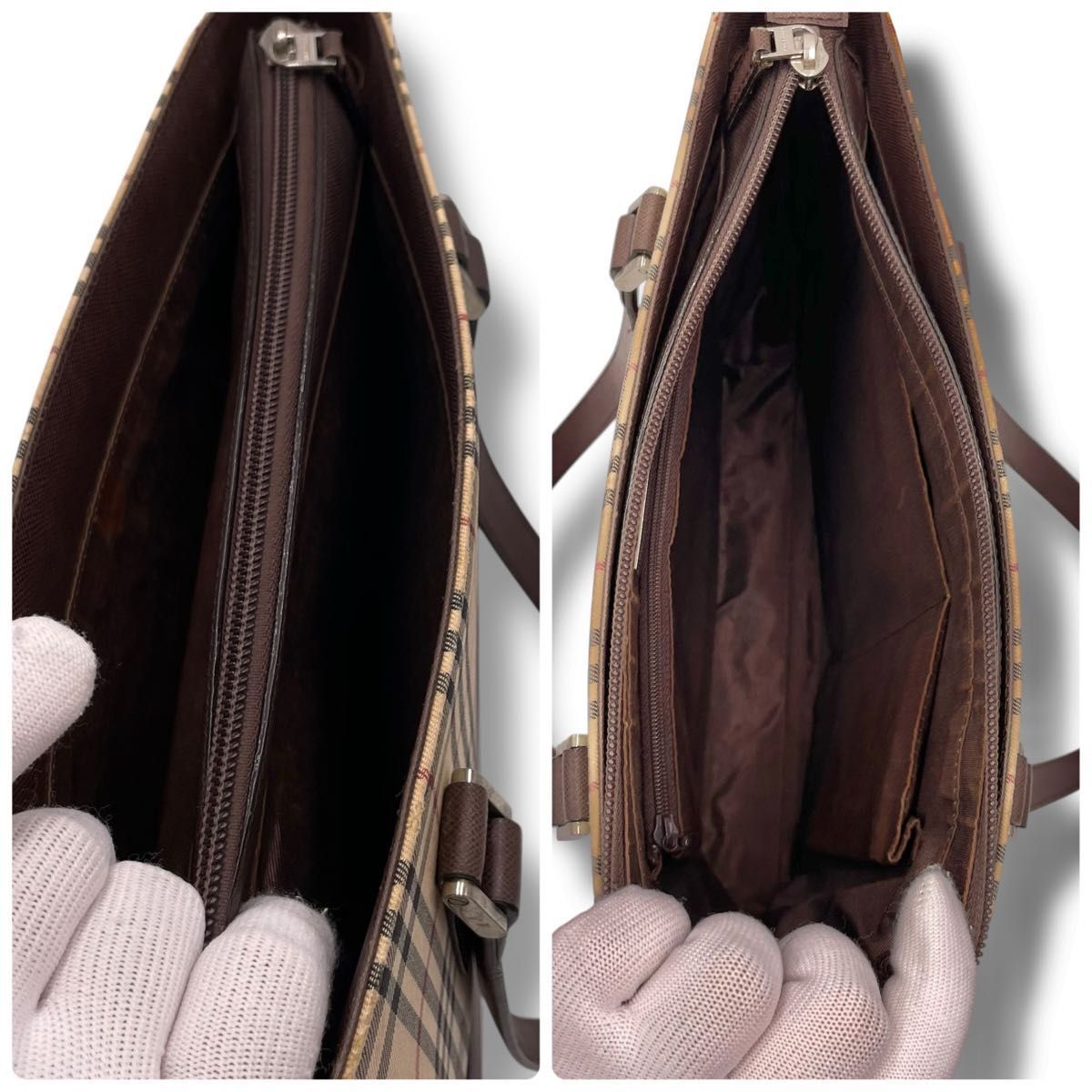 BURBERRY バーバリー ハンドバッグ ノバチェック ブラウン レザー