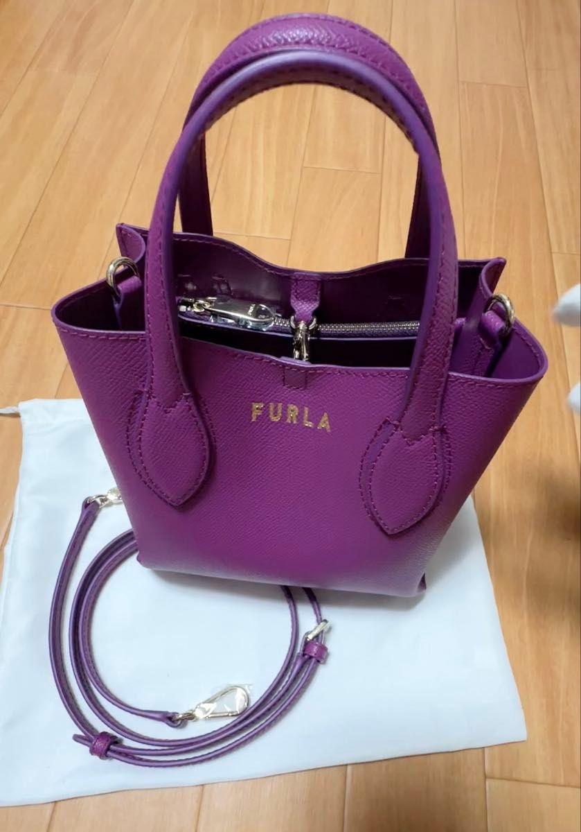 FURLA フルラ パイパー ミニ ショルダーバッグ ネイビー ゴールド金具