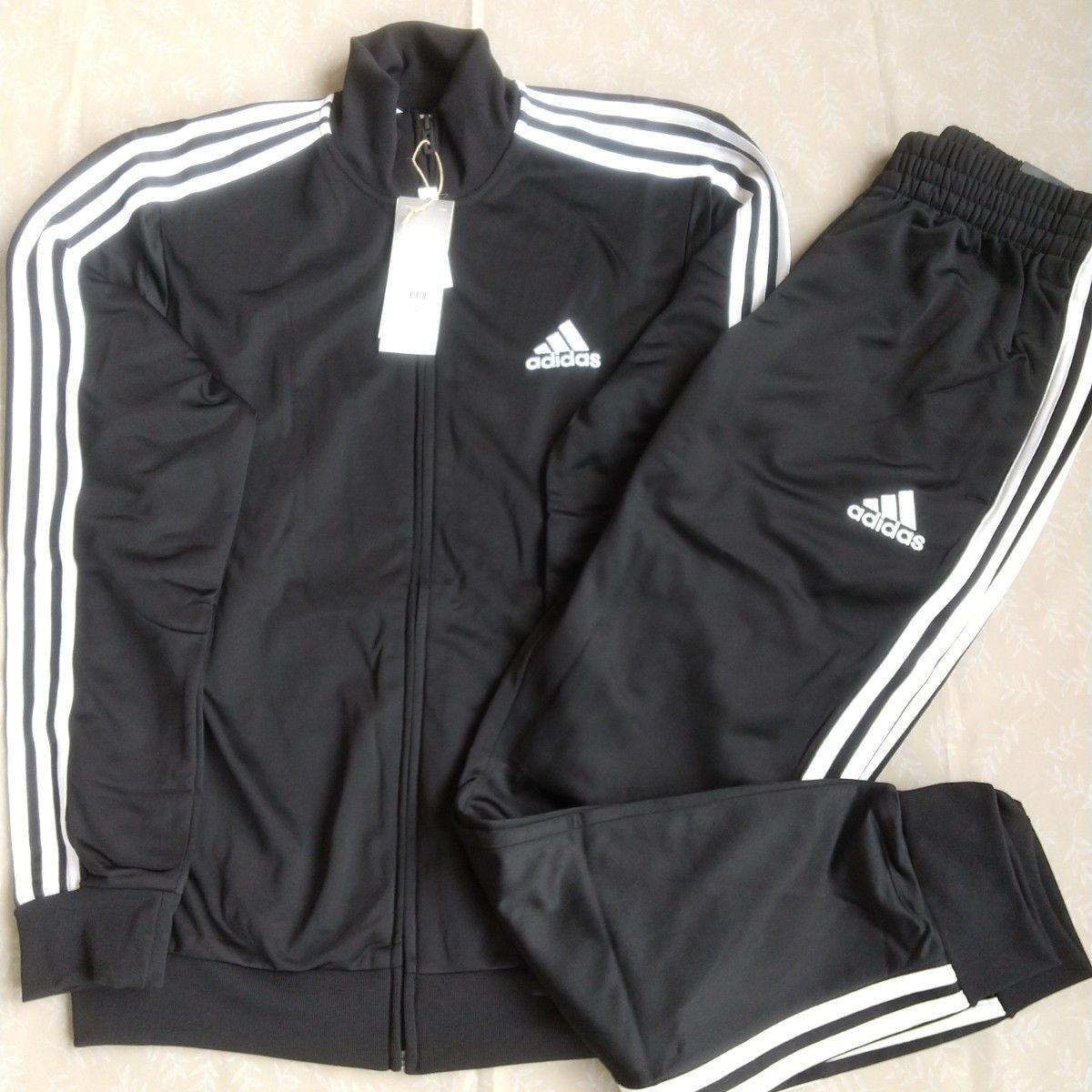 adidas ジャージ 上下セット メンズ XL(O) 黒／ホワイトライン 未使用