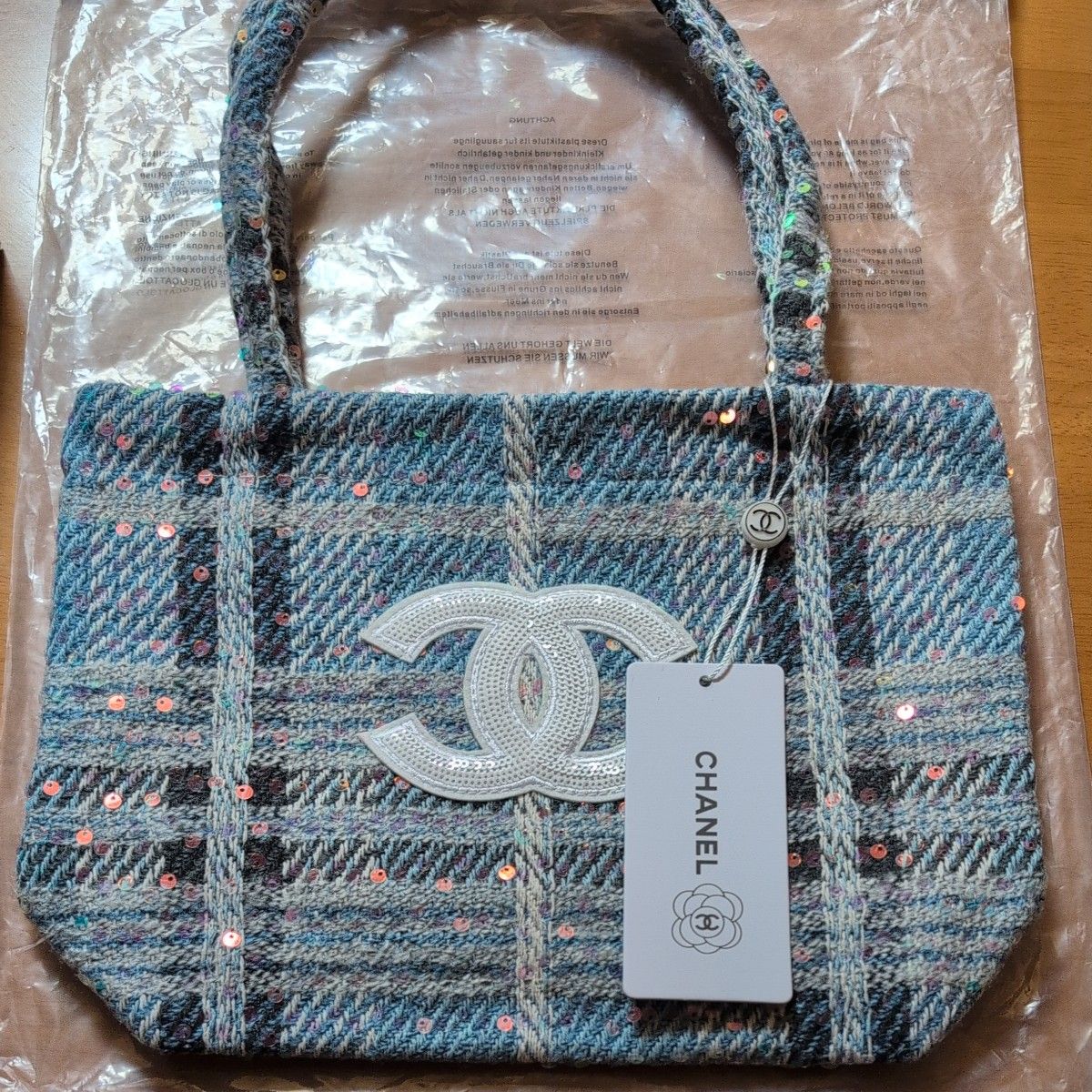 CHANEL シャネル ノベルティ ツイード スパンコール トートバッグ