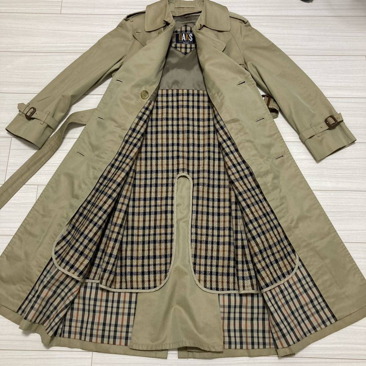 90s DAKS ダックス ダブルトレンチコート クラブチェック ライナー 7号