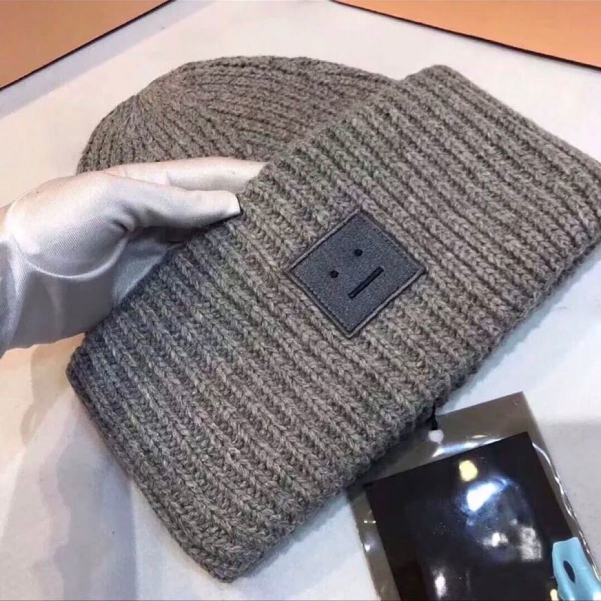 acne studios ニット帽 新品 グレー アクネ ビーニー メンズレディース