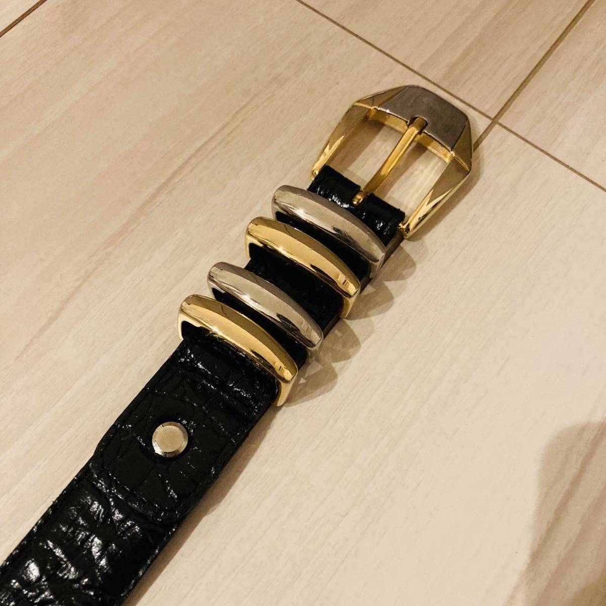 即決 ヴェルサーチ VERSACE ベルト メデューサ 金具 クロコ型押し 幅