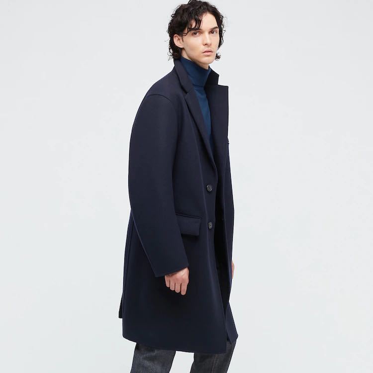 新品 ユニクロ +j ウールブレンド チェスターコート Sサイズ ブラック