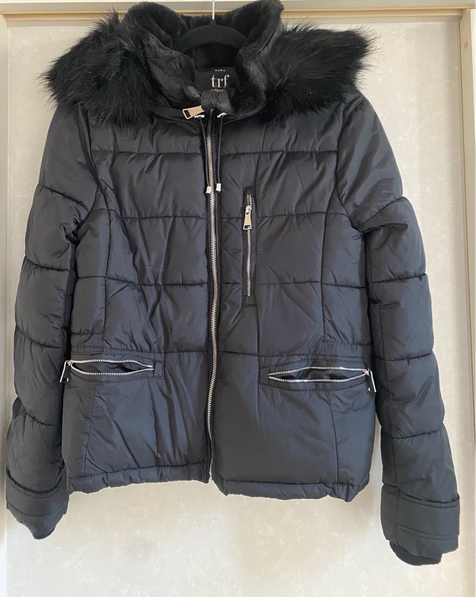 ザラ trf アウター ZARA フード ファー 中綿ダウンジャケット ショート