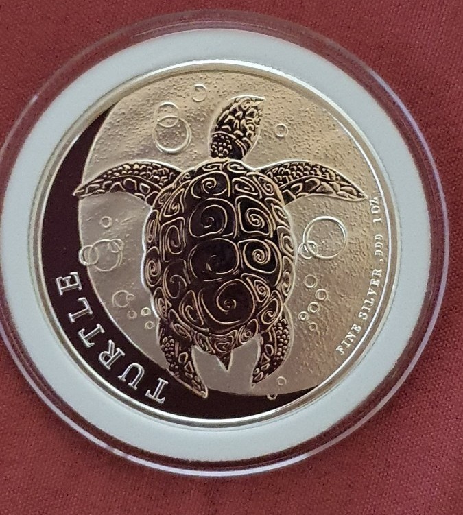 2022年 (新品) ニウエタクタイマイ カメ 999純銀1オンス 銀貨2ドル