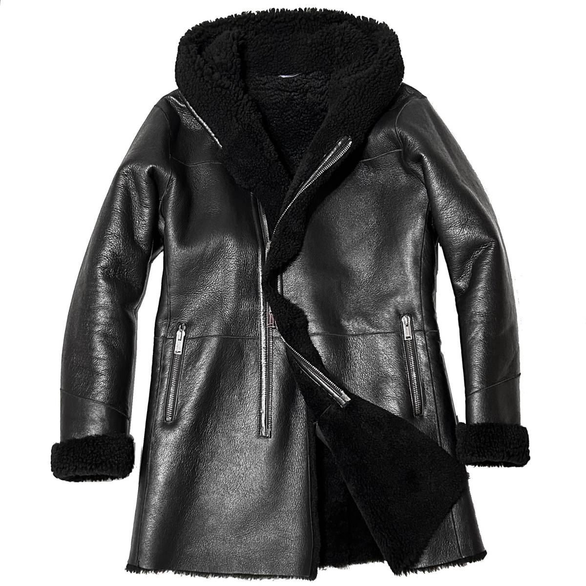 定価31万 20AW junhashimoto MOUTON WRAP COAT 4 黒 美品 ジュン