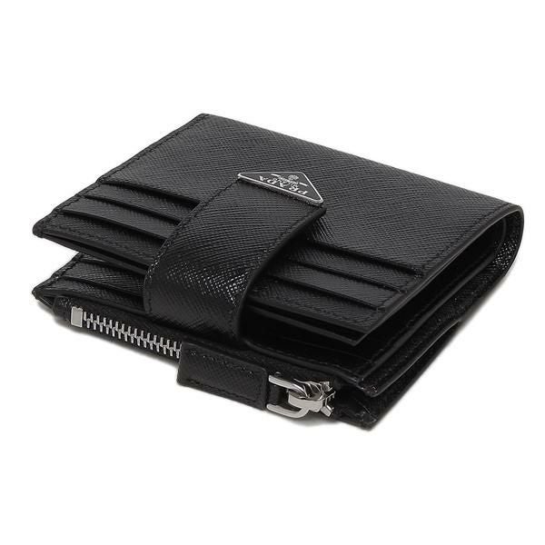 プラダ 二つ折り財布 サフィアーノ トライアングルロゴ ブラック