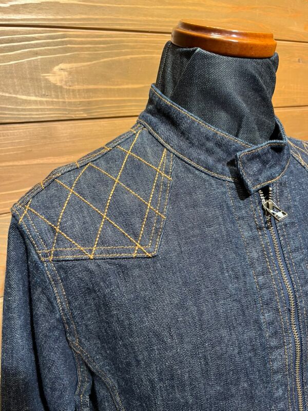 児島ジーンズ/13oz ストレッチデニム シングルライダースジャケット