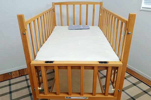 ハイタイプベッド ツーオープン【ホワイト】収納棚付 | ベビーベッド