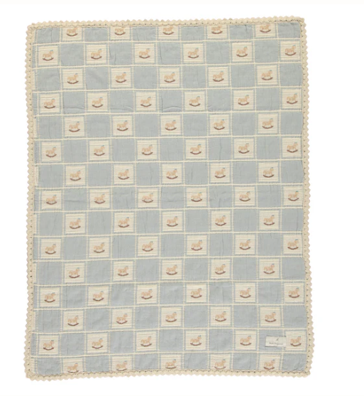 Bebe Organic Rocking Horse Patchwork Blanket-Blue – Babys breath