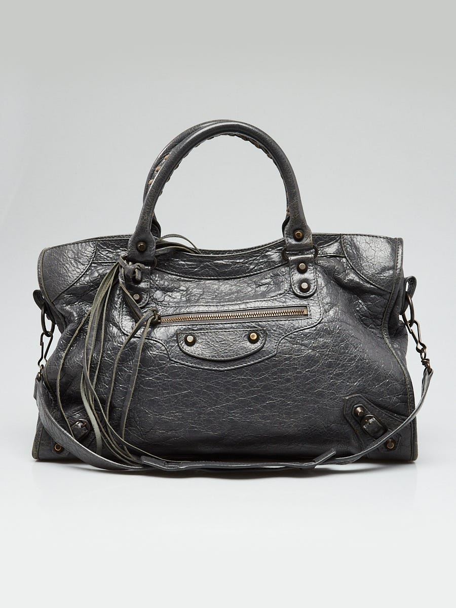 Balenciaga Gris Tarmac Lambskin Leather Motorcycle City Bag
