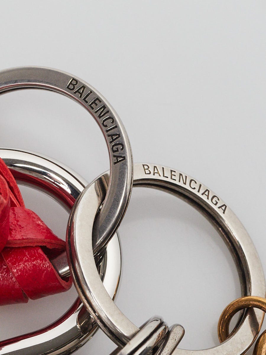 Balenciaga Red Leather Paloma Heart Key Ring and Bag Charm
