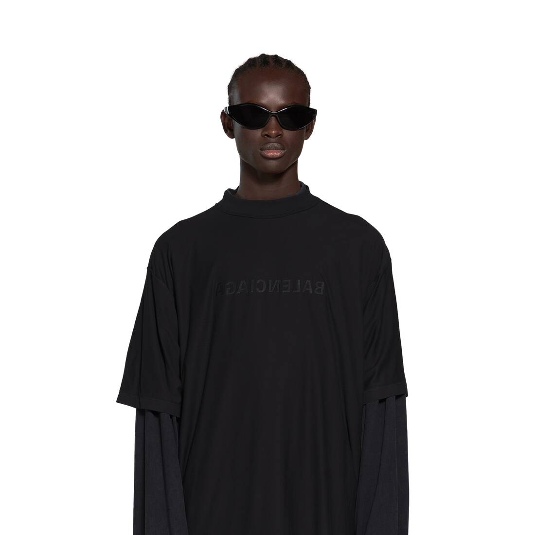 Mirror balenciaga ダブル trompe l'oeil 長袖 t シャツ オーバーサイズ