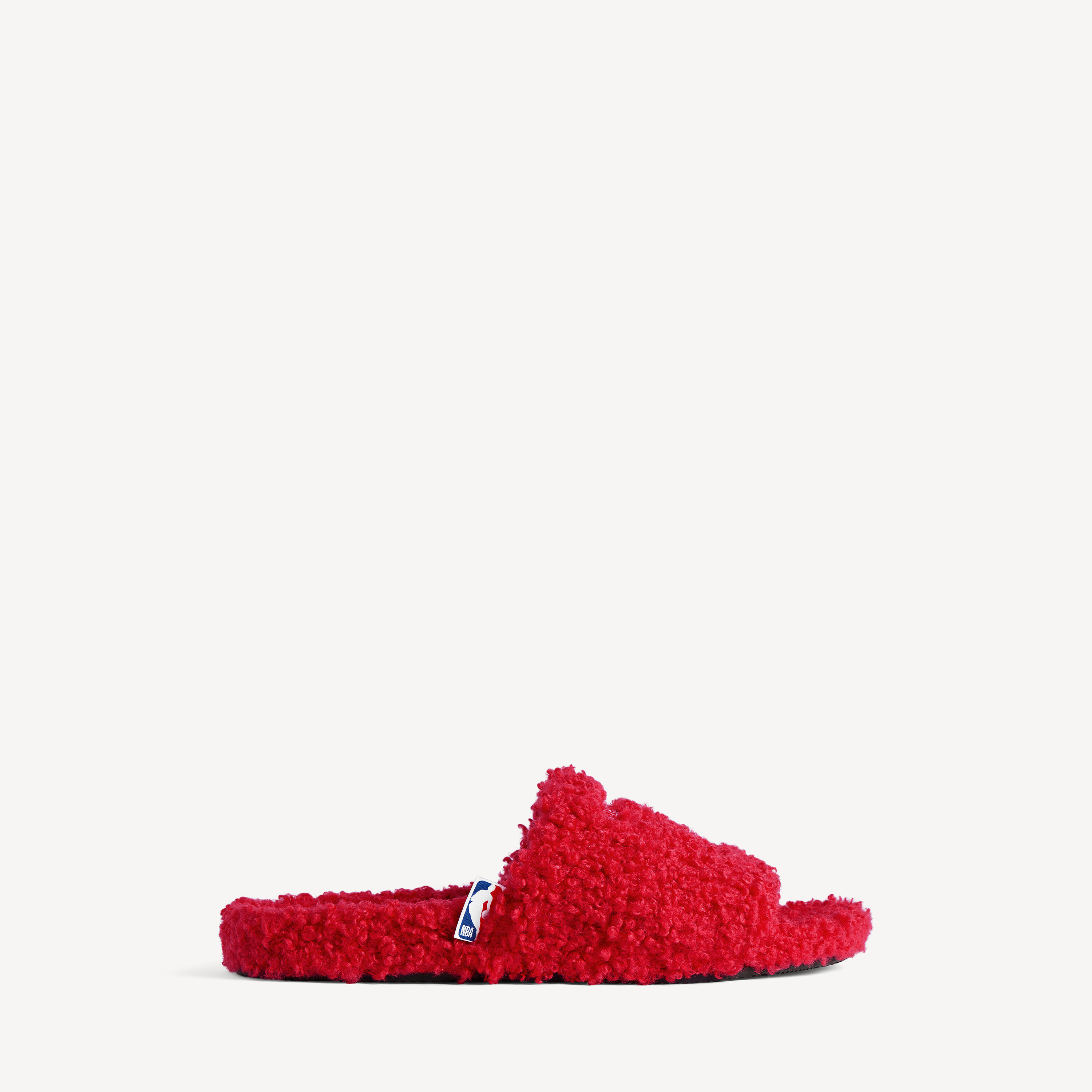 Men's Furry Open Mule in Black/white/red | Balenciaga US