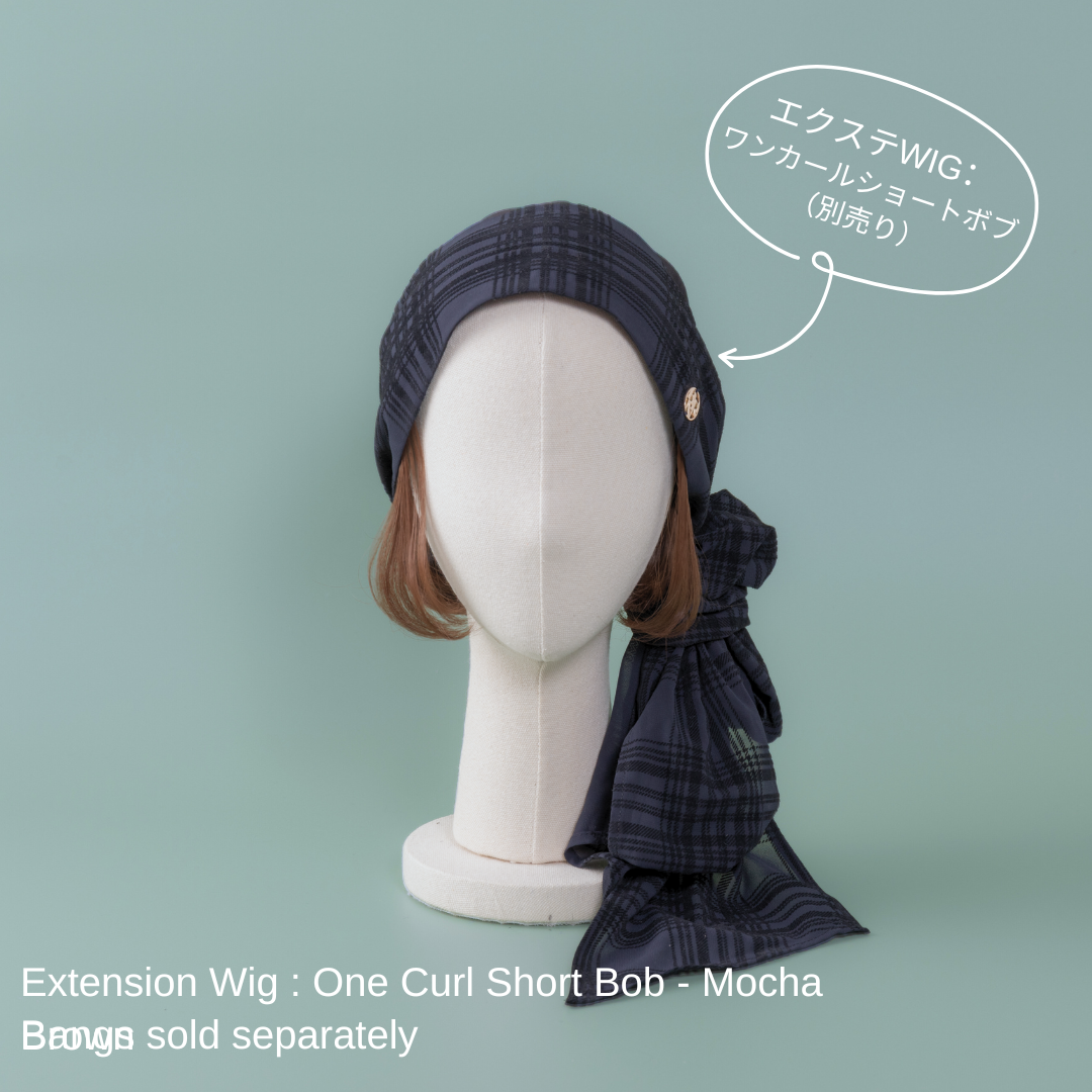 SCARF HAT (S) / Checked Chiffon - Black – BAREN（バレン）